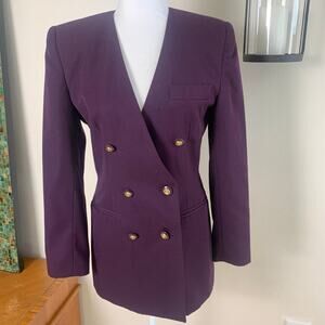 Vintage Casual Corner Size 4 Double Breasted Blazer Jacket Plum Purple Work